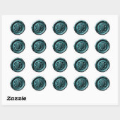 Sticker Rond Faux Wax Seal Deep Impression Teal Blue 2 (Feuille)
