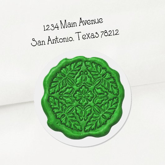 Sticker Rond Faux Wax Seal, Grass Green