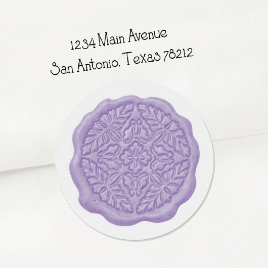 Sticker Rond Faux Wax Seal, Lavender 