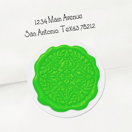 Sticker Rond Faux Wax Seal, Lime Green