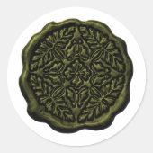 Sticker Rond Faux Wax Seal, Olive Green (Devant)