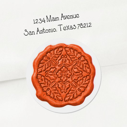 Sticker Rond Faux Wax Seal, Orange