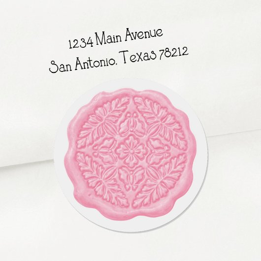 Sticker Rond Faux Wax Seal, Pinky Pink