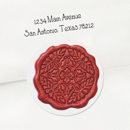 Sticker Rond Faux Wax Seal, Red