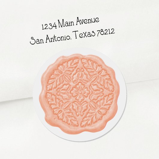 Sticker Rond Faux Wax Seal, Soft Peach