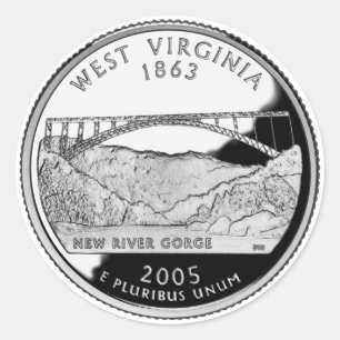Sticker Rond Faux West Virginia State Quarter
