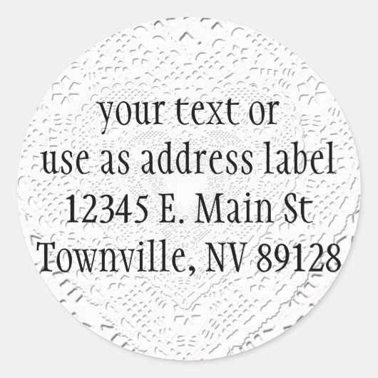 Sticker Rond Faux White Lace Fabric Arrière - plan (Devant)