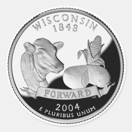 Sticker Rond Faux Wisconsin State Quarter Cow Cheese (Devant)
