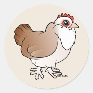Sticker Rond Faverolles Hen