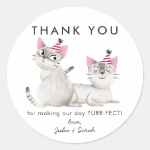 Sticker Rond Faveur commune de Merci d'anniversaire de chat de