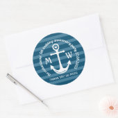 Sticker Rond Faveur côtière de logo de coeur nautique d'Ancre (Enveloppe)