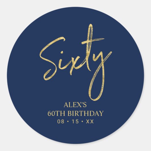 Sticker Rond Faveur d'anniversaire soixante ans avec lettrage o (Devant)