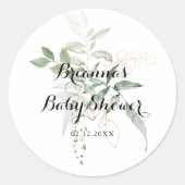 Sticker Rond Faveur de baby shower calligraphie à feuillage ver (Devant)