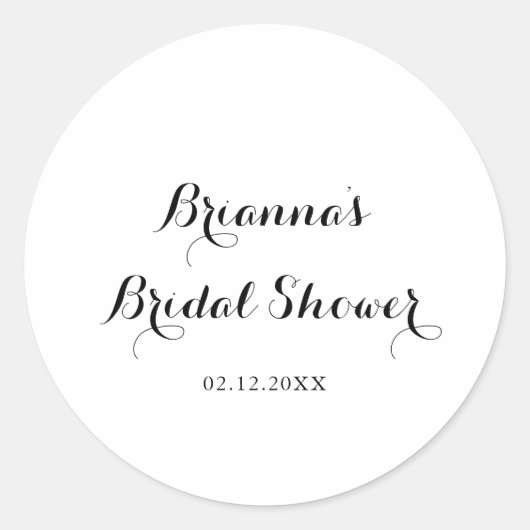 Sticker Rond Faveur de Baby Shower Calligraphie Moderne (Devant)
