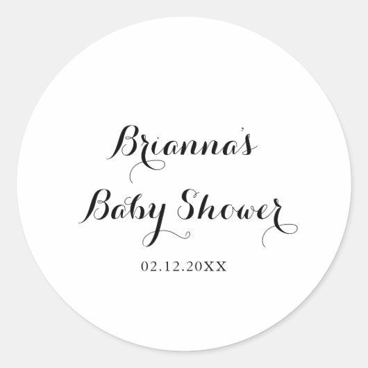 Sticker Rond Faveur de Baby Shower Calligraphie Moderne (Devant)