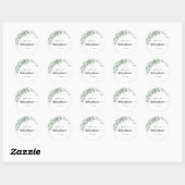 Sticker Rond Faveur de Baby Shower Classique Eucalyptus Vert  (Feuille)