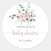 Sticker Rond Faveur de Baby Shower Classique Rose Poussiéreuse  (Devant)