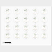 Sticker Rond Faveur de Baby Shower de Mariage Feuillage Vert Do (Feuille)