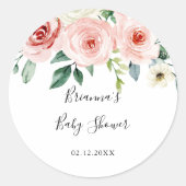 Sticker Rond Faveur de Baby Shower Élégante et Délicate à Thème (Devant)