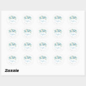 Sticker Rond Faveur de Baby Shower Élégante Fleurs Bleu Pastel  (Feuille)