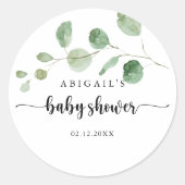 Sticker Rond Faveur de Baby Shower Eucalyptus Délice Vert   (Devant)