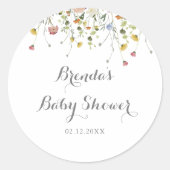 Sticker Rond Faveur de baby shower Fleurs sauvages délicates Co (Devant)