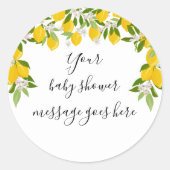 Sticker Rond Faveur de Baby Shower Floral de Citron Vert (Devant)