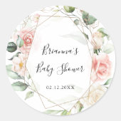 Sticker Rond Faveur de Baby Shower Géométrique Feuillage Vert D (Devant)