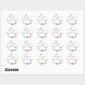Sticker Rond Faveur de Baby Shower Mariage Papillons Floraux  (Feuille)