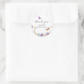 Sticker Rond Faveur de Baby Shower Mariage Papillons Floraux  (Sac)