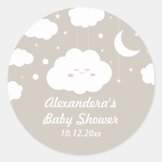 Sticker Rond Faveur de Baby Shower Nuage (Devant)