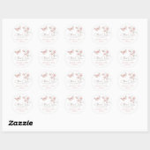 Sticker Rond Faveur de Baby Shower Papillon Rose Magnolia (Feuille)