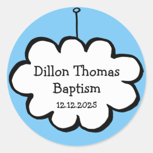 Sticker Rond Faveur de baptême nuage sur une ficelle