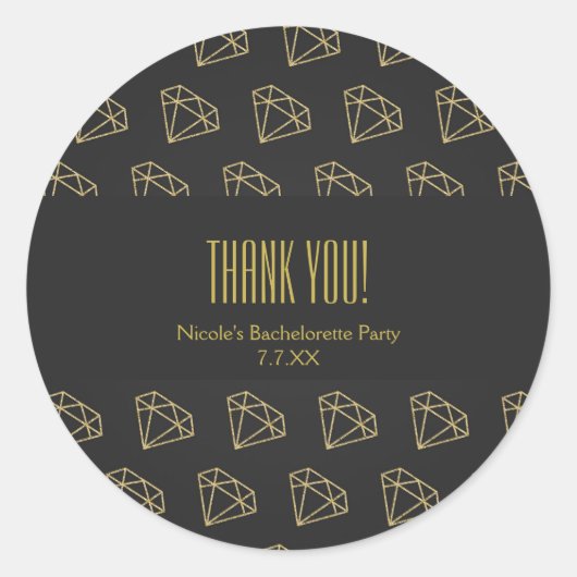 Sticker Rond Faveur de célibataire de design moderne en diamant (Devant)