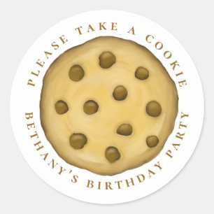 Sticker Rond Faveur de cookie sucré aquarelle pour anniversaire