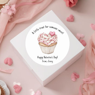 Sticker Rond Faveur de Cupcake de la Saint-Valentin Rose