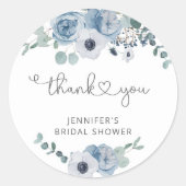 Sticker Rond Faveur de douche de mariage bleu poussiéreux  (Devant)