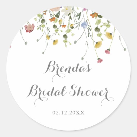 Sticker Rond Faveur de douche de mariage Fleurs sauvages délica (Devant)