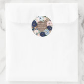 Sticker Rond Faveur de douche de mariage floral Navy Rustique & (Sac)