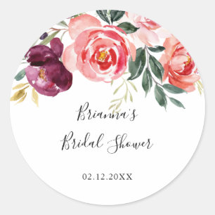 Sticker Rond Faveur de douche de mariage tropical coloré d'été