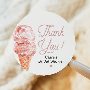 Sticker Rond Faveur de douche de mariée Blush Retro Ice Cream