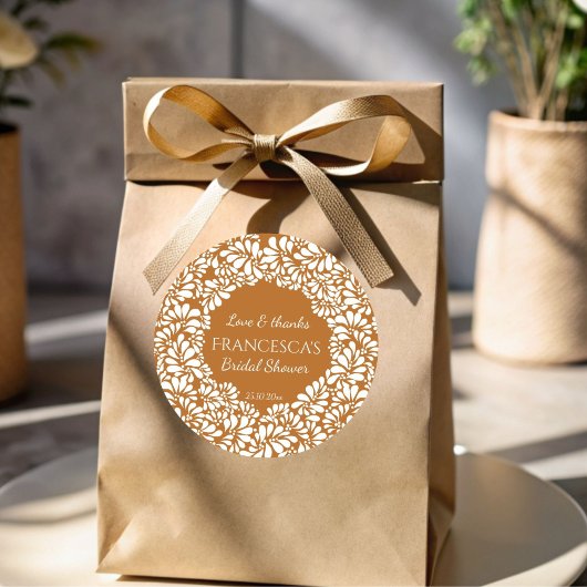 Sticker Rond faveur de douche de mariée en terre cuite talavera