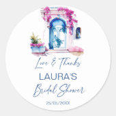 Sticker Rond Faveur de douche de mariée méditerranéenne de boug (Devant)