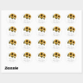 Sticker Rond Faveur de douche nuptiale florale jaune rustique (Feuille)