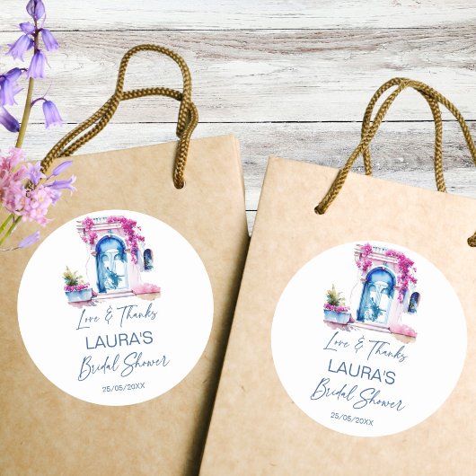 Sticker Rond Faveur de douche nuptiale méditerranéenne Bougainv