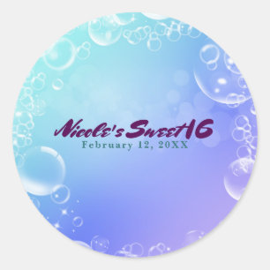Sticker Rond Faveur de fête Bulles Enchantées Sous l'Océan