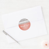 Sticker Rond Faveur de fête Corail pêche plongée Chic argent Br (Enveloppe)