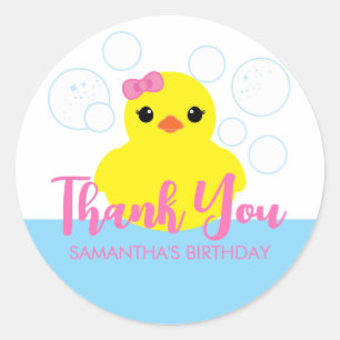 Sticker Rond Faveur de fête d'anniversaire Canard en Caoutchouc