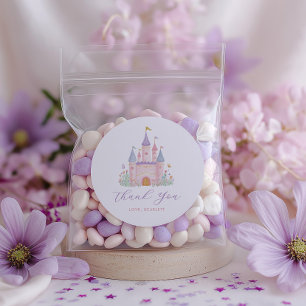 Sticker Rond Faveur de fête d'anniversaire de princesse Château