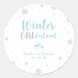 Sticker Rond Faveur de fête d'anniversaire Mint Winter Onderlan
